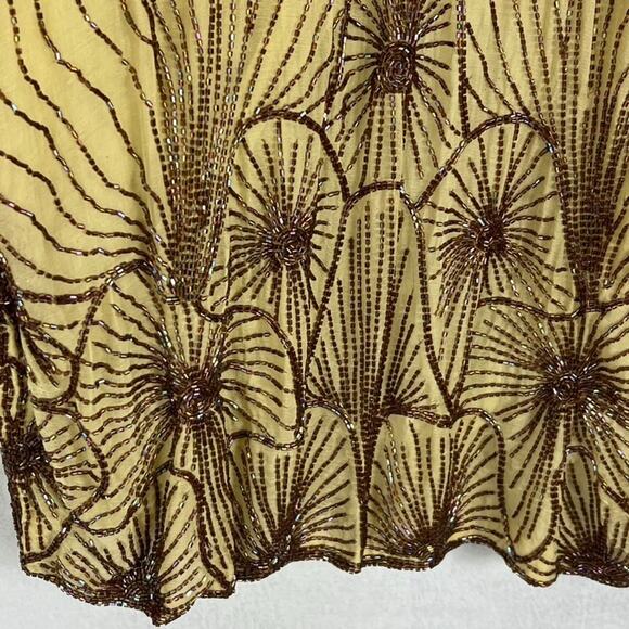 Star Group Cardigan Womens OS Handmade Silk Beaded Geometric Open Front Vintage - Picture 10 of 15